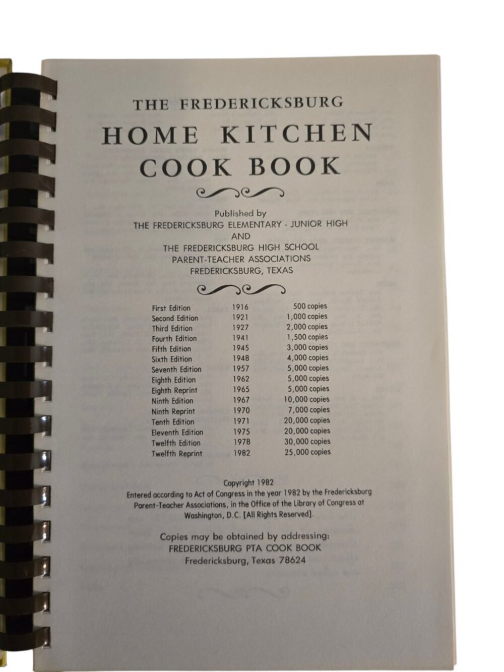 Vintage Fredericksburg TX Home Kitchen Cookbook 12th Ed Spiral PTA Recipes - Picture 3 of 13